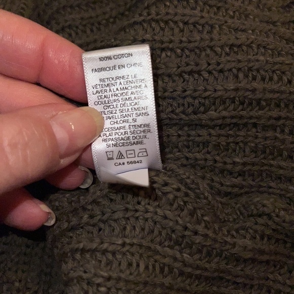 Express Olive Green Knit Cotton Lace‎ Up Shoulder Sweater Size Small - Picture 5 of 5